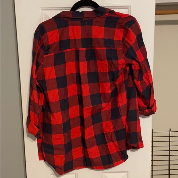 Red and Black checkered flannel Old Nacy Shirt - Picture 3 of 3